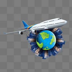 蓝色地球矢量素材图片_环游世界的飞机矢量素材