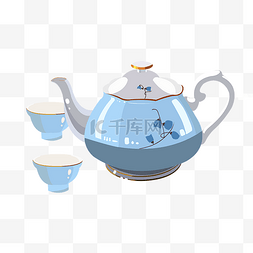 漂亮茶具图片_漂亮的茶壶手绘插画