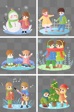 小清新圣诞树图片_手绘冬天可爱卡通插画