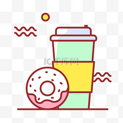 奶茶图图片_儿童节卡通奶茶甜甜圈矢量图
