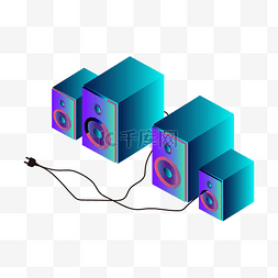 矢量音响设备图片_矢量卡通渐变颜色音响