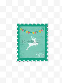 圣诞节手绘水彩风邮票贴纸