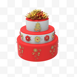 红色生日蛋糕图片_红色金色蛋糕寿辰