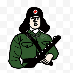 革命军人军人图片_建军节手绘军人背枪