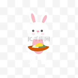 小动物兔兔图片_手绘端盘子的兔兔