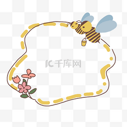 蜜蜂的插画图片_黄色的蜜蜂边框插画