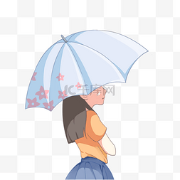 害羞的手拿雨伞图片_雨中孤单的背影