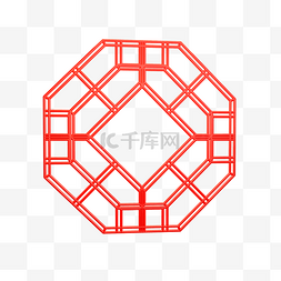 中国风多边形菱形窗花装饰