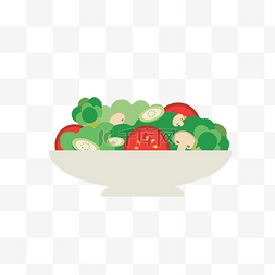 蔬菜沙拉psd图片_矢量扁平一盘沙拉