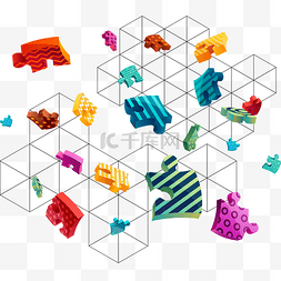 创意立体彩色几何图案素材元素
