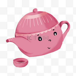 小清新茶壶图片_茶杯卡通手绘插画