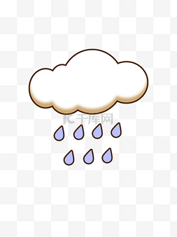 卡通雨滴雨滴图片_卡通简笔白云蓝色雨滴天气云朵矢