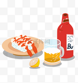 简约啤酒海报图片_矢量美食寿司啤酒主题插画