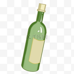 标签合集手绘图片_绿色红酒瓶子