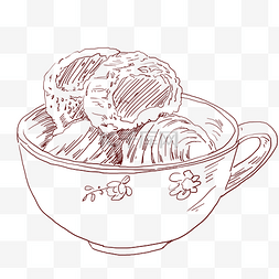 线描食物茶膏插画