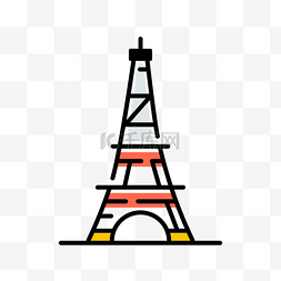 巴黎时装周图片_手绘卡通彩色旅游名胜埃菲尔铁塔