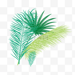 绿色分层图片_热带树叶分层卡通手绘素材免费下