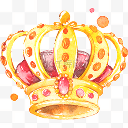 公主手绘皇冠图片_水彩手绘公主金色皇冠