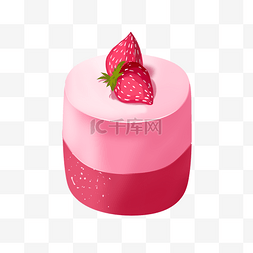 粉色草莓蛋糕插画