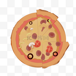快餐牛肉披萨插画