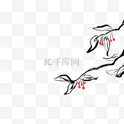 中国水墨风海报图片_水墨风樱桃装饰免扣素材