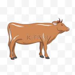 牛图片_手绘卡通棕色的牛插画