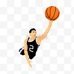篮球海报背景图片_手绘卡通男孩打篮球