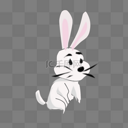 长耳朵卡通兔子图片_白色小兔子呆萌望远方设计图