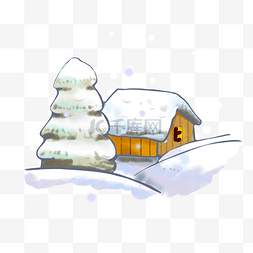 落雪的房子图片_手绘冬天下雪插画