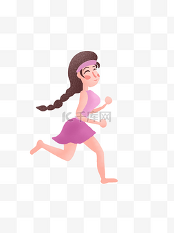 卡通赤脚图片_卡通彩绘赤脚跑步运动女人
