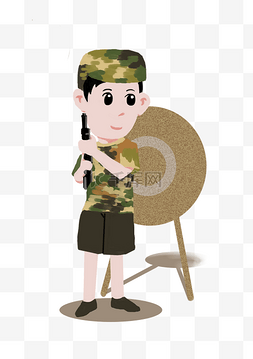 军事训练卡通图片_军事主题可爱卡通插画