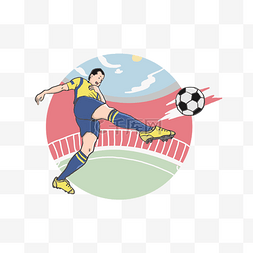 运动风插画图片_俄罗斯世界杯踢足球比赛人物运动
