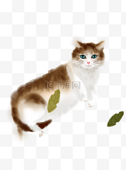可爱猫咪油画psd插画元素