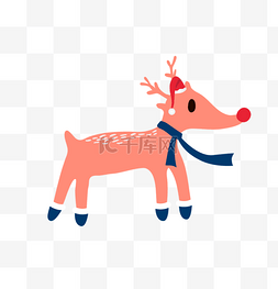 平安夜麋鹿红鼻子围巾圣诞节PNG