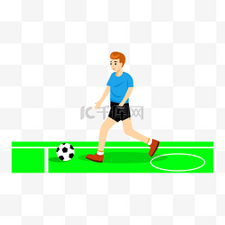 小孩踢足球图片_手绘卡通人物踢足球