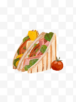 手绘美食三明治设计小元素