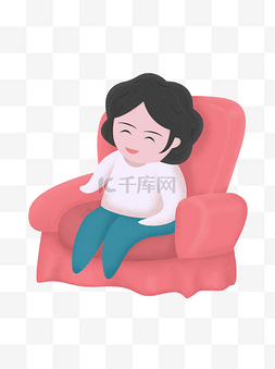 中年妇女图片_坐在沙发上的中年妇女人物设计