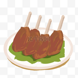烤肉卡通卡通图片_手绘美食卡通羊排肉