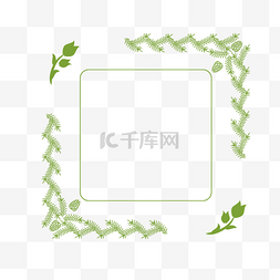 花草绿色清新图片_森林系花草绿色清新二维码边框