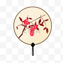 中国风传统扇子鲜花插画
