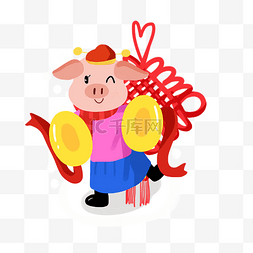 猪新年手绘卡通人物动物PNG素材