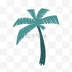 墨绿色的树叶图片_手绘卡通椰子树设计图