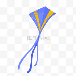 黄色的风筝图片_手绘蓝色的风筝插画