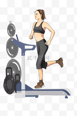 女性跑步训练插画