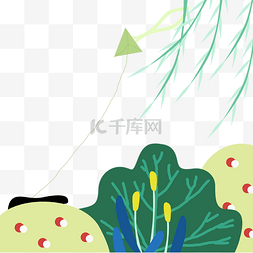 柳树扁平图片_绿色植物大树元素