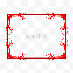 红色边框心形图片_手绘方形爱情边框