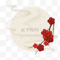 古风桃花图片_二十四节气立春中国风红色梅花