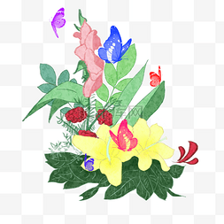 卡通手绘植物插画野花