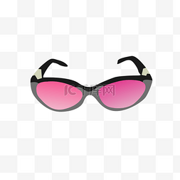 手绘矢量粉色卡通眼镜镜框免抠素