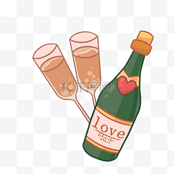 情人节香槟手绘插画
